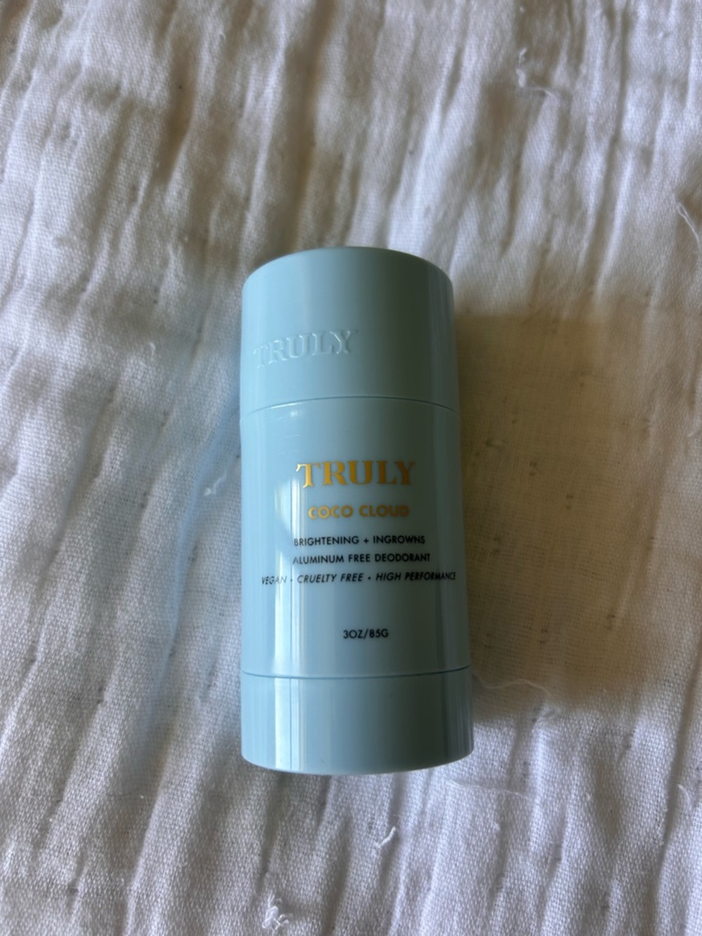TRULY Coco Cloud Deodorant - Pale Blue with Gold Lettering
